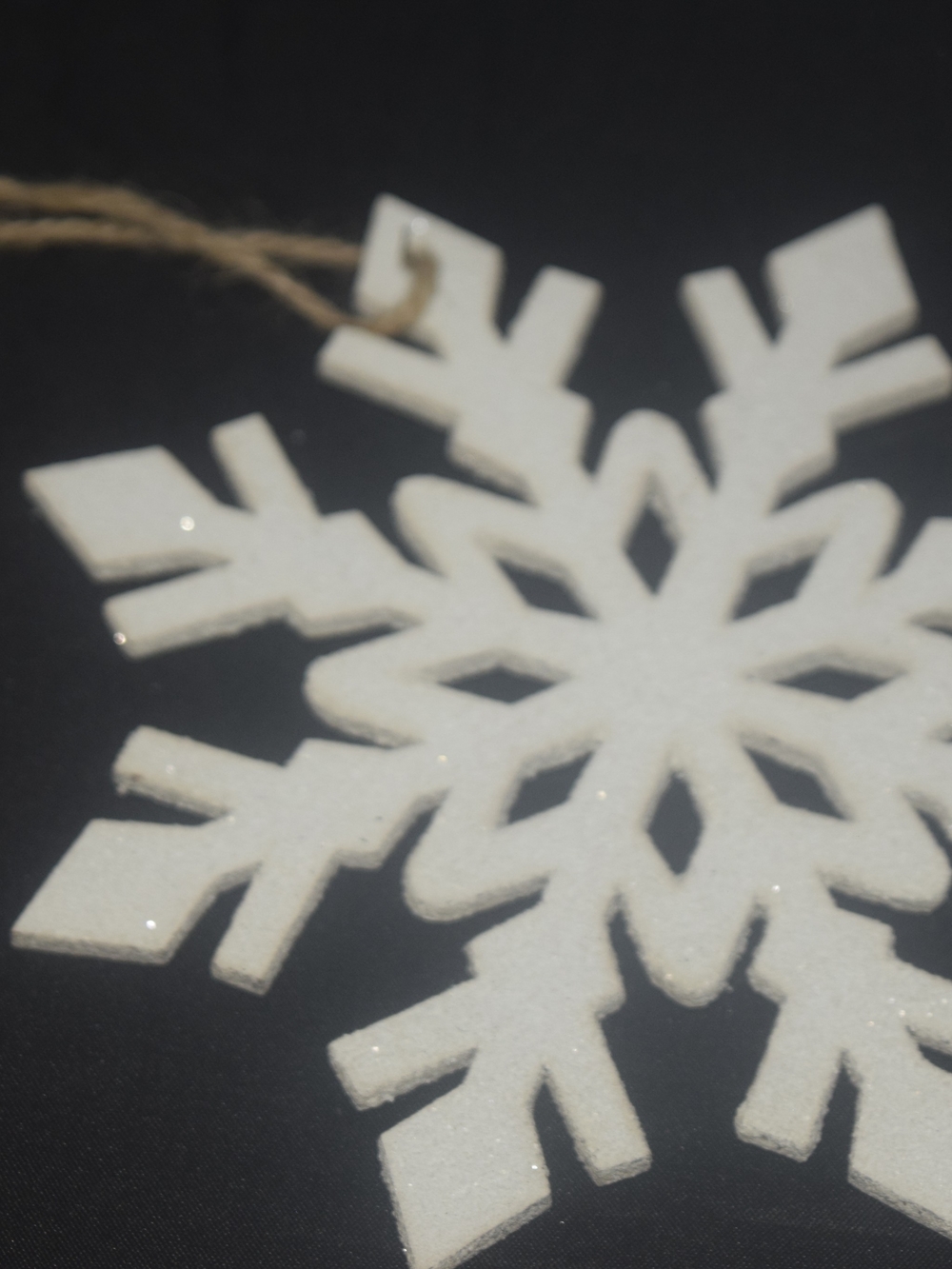 Holiday Time White Glitter Snowflake Hanging Ornament